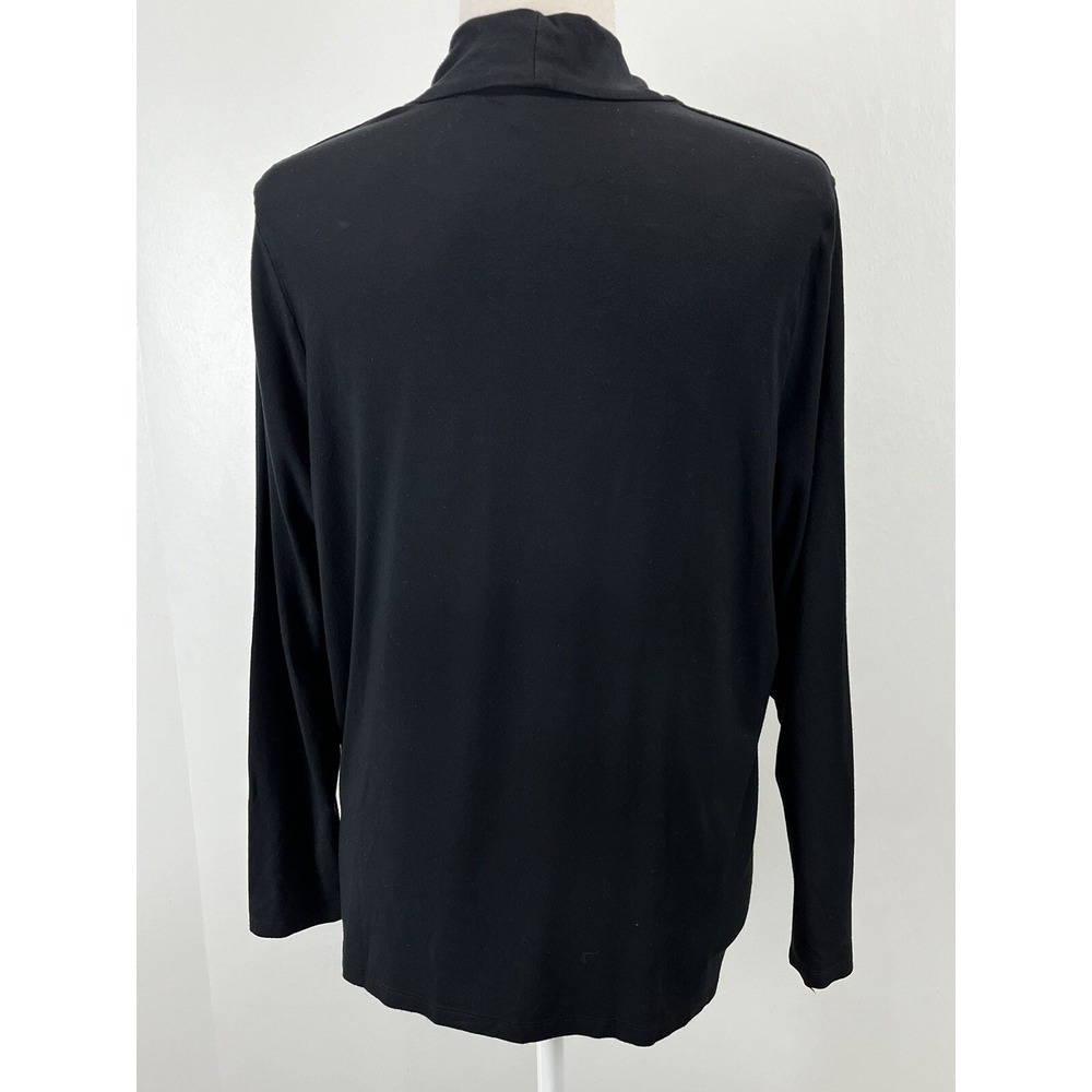 Talbots Black Stretch Shirt Top 1X Plus GUC Vneck Women's Classic Basic - Picture 3 of 7